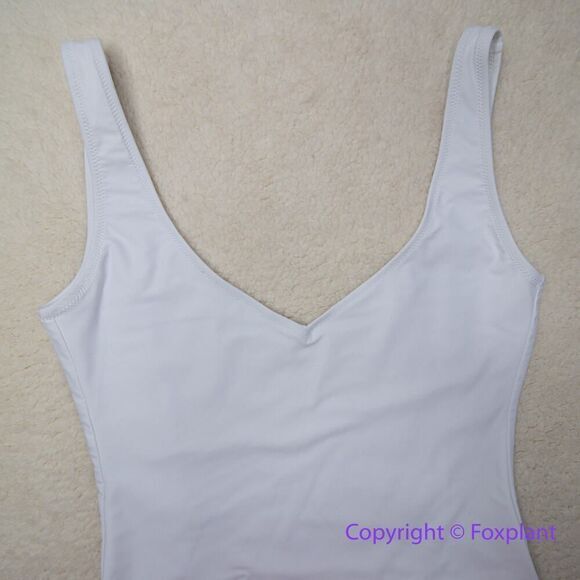 NEW Allsisters isometric one piece plunge open back swimsuit white, size L - Picture 5 of 14